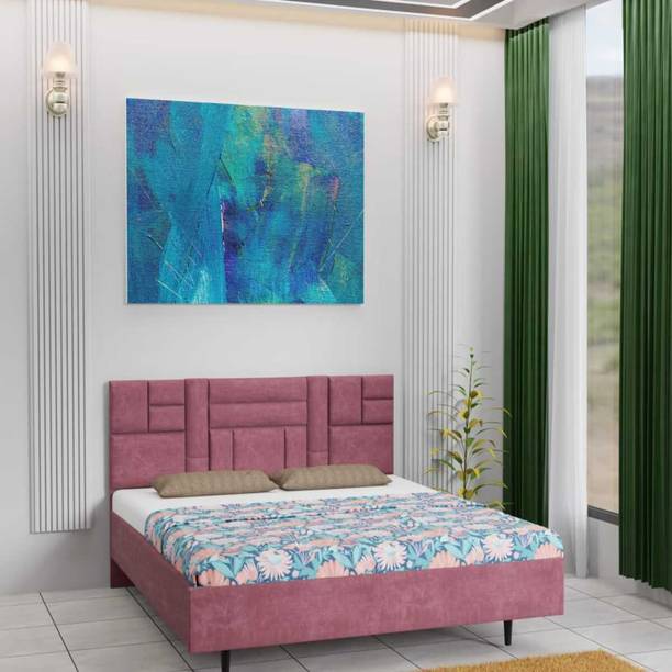 NAPTHRONE COMFY Fabric King Size Bed With Button Tufted Headboard For Bedroom || Engineered Wood King Bed