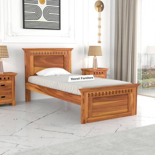 HAVORI FURNITURE Pure Sheesham Solid Wood Single Size Bed Without Storage Solid Wood Single Bed, 190.5 cm x 99.06 cm (6.25 ft x 3.25 ft)