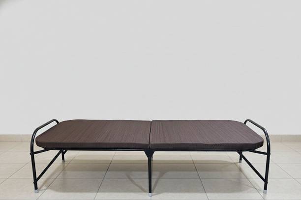 TimberNest Premium Folding Single Bed with Mattress | Gadda Bed | Cushion Bed Metal Single Bed, 76.2 cm x 182.88 cm (2.5 ft x 6.0 ft)