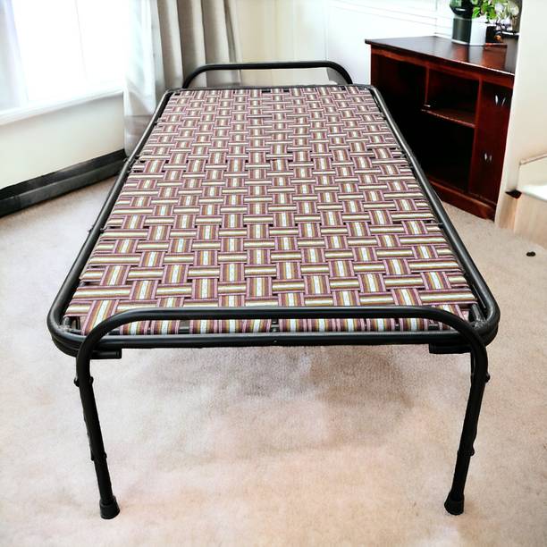 AAURAS Double Pipe Double Niwar Size (36X72Inch) Metal Single Bed