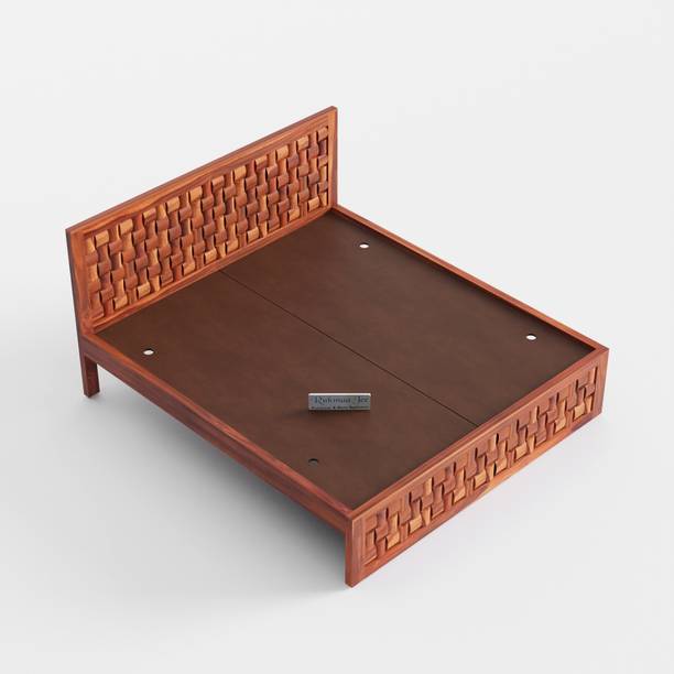 Rukmaajee Rukmaajee Honey Finish Niwar King Size Bed Sheesham Solid Wood King Bed