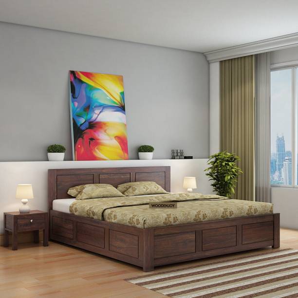 WOODENJOY Sheesham Wood Bed/Wooden Queen Bed/Wooden Bed/Cot With Box Storage For Home Solid Wood Queen Box Bed