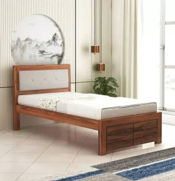 GF Furniture Sheesham Wood Single bed with Headboard, No Mattress Solid Wood Single Bed