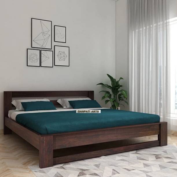 Ganpati Arts Sheesham Wood Queen Bed/Wooden Cot/Wooden Without Storage Bed For Bedroom/Hotel Solid Wood Queen Bed