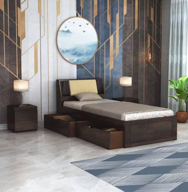 Suncrown Furniture UrbanLite Sheesham |Palang|Cot with Storage for Bedroom|Hotel|Living Room Solid Wood Single Drawer, Box Bed, 223 cm x 98 cm (7.32 ft x 3.22 ft)