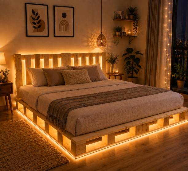 Prime Wooden Packers Prime Plywood Pallet Bed Frame Engineered Wood Queen Bed, 183 cm x 152 cm (6.0 ft x 4.99 ft)