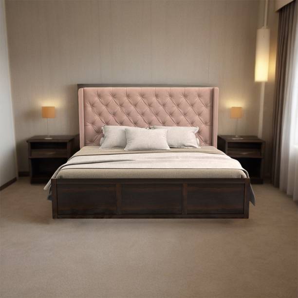 DriftingWood Maya Queen Size Bed with Storage | Wooden Double Bed Cot Bed with Box Storage Solid Wood Queen Box Bed