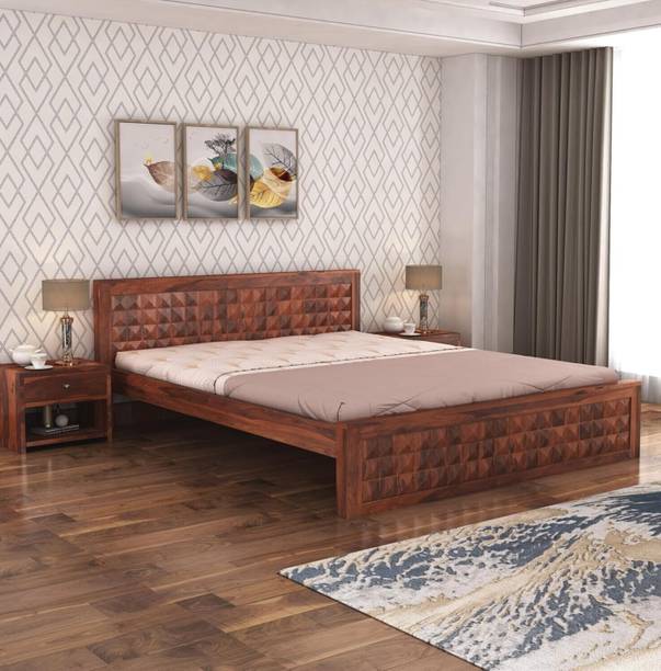 SAVITRIDECOR Solid Wood Bed/Cot Bed/Palang For Bedroom/Home/Hotel Solid Wood Queen Bed