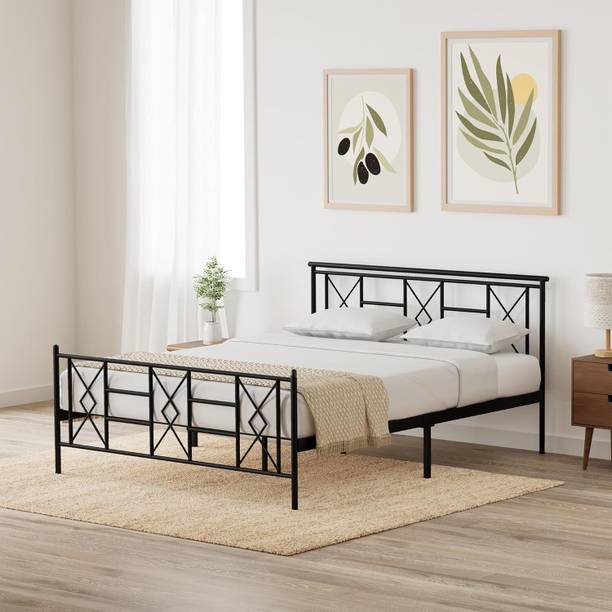 Home Edge Tunex Metal Queen Bed, 198 cm x 152.5 cm (6.5 ft x 5.0 ft)