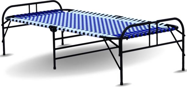 MEEZO Portable Single Folding Bed Niwar Charpai Khatiya Bed for Sleeping Size 3X6 Feet Metal Single Bed