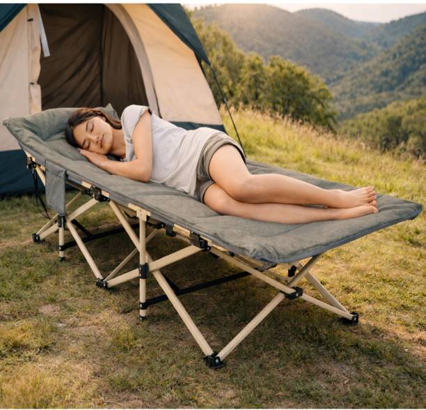 Nasmodo Folding Camping Sleeping Bed Adjustable Folding Bed Single Outdoor Bed Metal Single NA Bed, 190 cm x 68 cm (6.23 ft x 2.23 ft)