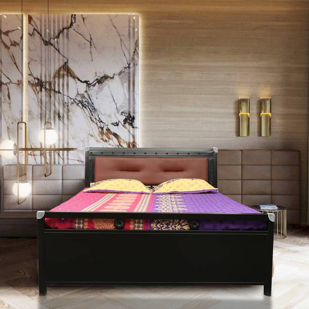 Vibrant Interior Daisy Black (6x4) Metal Double Hydraulic Bed