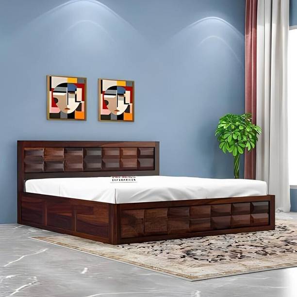 Shree Jeen Mata Enterprises SJME Solid Sheesham Wood Queen Size Bed For Bed Room /Guest Room /Hotel Solid Wood Queen Box Bed, 157.48 cm x 205.74 cm (5.17 ft x 6.75 ft)
