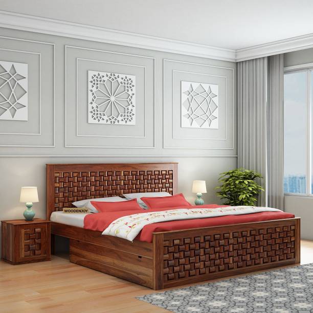 WOODENJOY Sheesham Wood Bed/Cot Bed/Palang For Bed Room/Home/Hotel Solid Wood King Drawer Bed