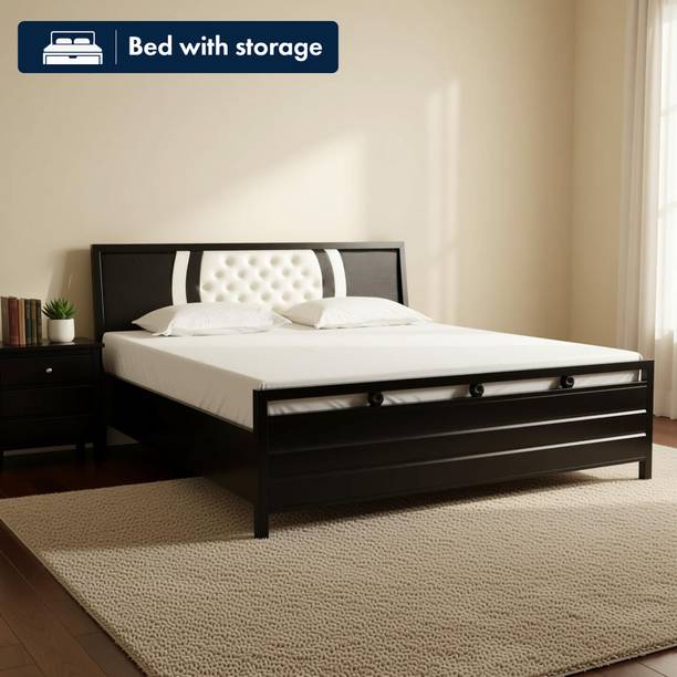 SoftSoul Furniture Metal King Hydraulic Bed, 187 cm x 182 cm (6.14 ft x 5.97 ft)