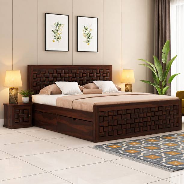 Gouravgenics Handicraft Sheesham Storage Bed Solid Wood Queen Drawer Bed, 208.28 cm x 162.56 cm (6.83 ft x 5.33 ft)