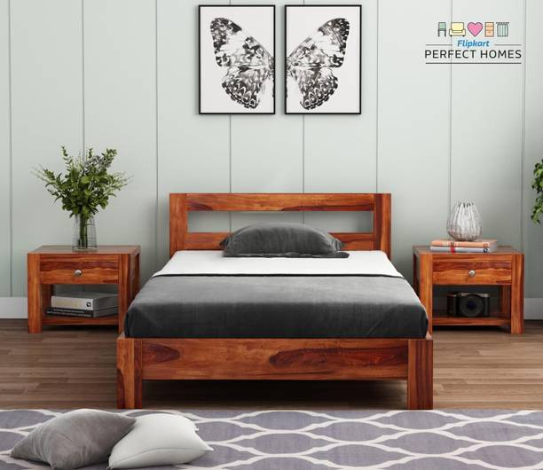 Flipkart Perfect Homes Sheesham Solid Wood Single Bed, 96.5 cm x 205.7 cm (3.17 ft x 6.75 ft)