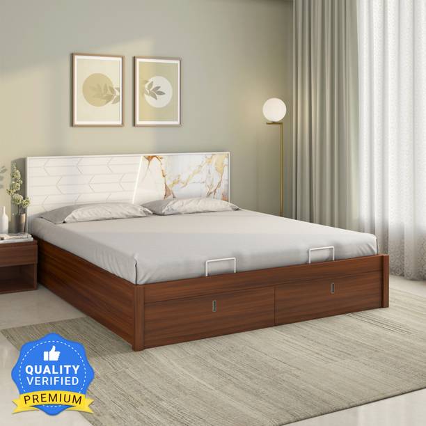 Nilkamal Galaxy Premier Storage Bed | Lighted Headboard | 1 Year Warranty Engineered Wood Queen Hydraulic Bed