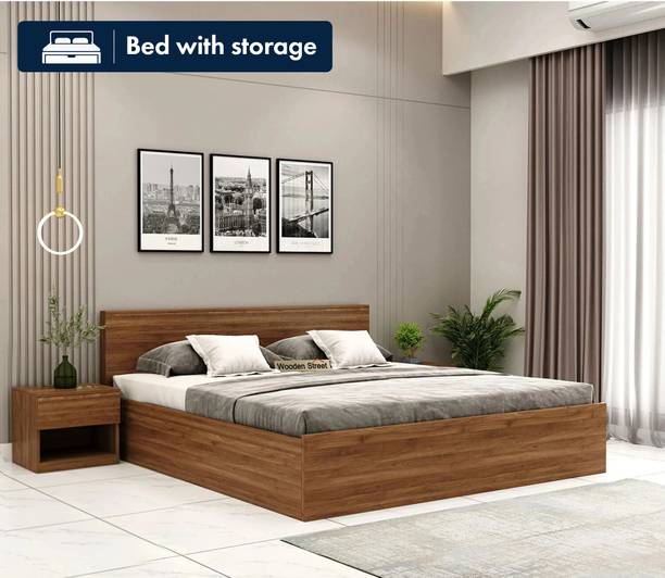 Wooden Street Harper Premium Engineer Wood King Size Platform Bed With Box Storage Engineered Wood King Box Bed, 208.2 cm x 187.9 cm (6.83 ft x 6.16 ft)