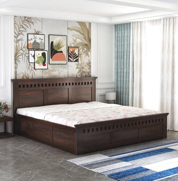 SAVITRIDECOR solid wood Bed/Cot Bed/Palang For Bedroom/Home/Hotel Solid Wood King Box Bed
