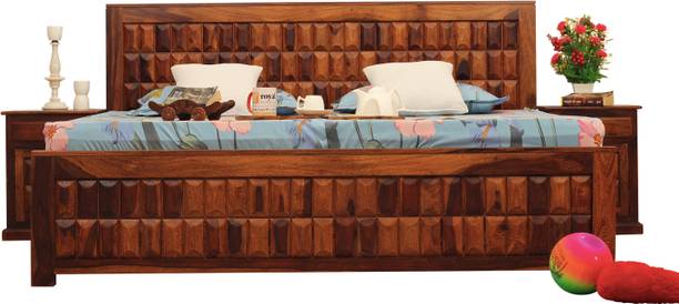 ROYAL FINISH Celiko King Size Without Storage,12-Month Warranty,Double Bedside Solid Wood King Bed, 210 cm x 188 cm (6.89 ft x 6.17 ft)