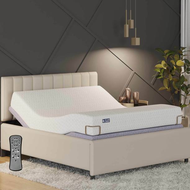 The Sleep Company Elev8 Smart Adjustable Italia Beige Bed Frame with Ortho 8 inch mattress Metal Queen Bed