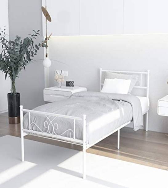 Vibrant Interior Amol White (6x4) Metal Double Bed