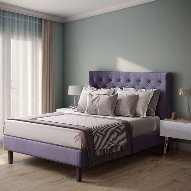 Allie Wood Button Tufted & Diamond Line Headboard Engineered Wood Queen Bed