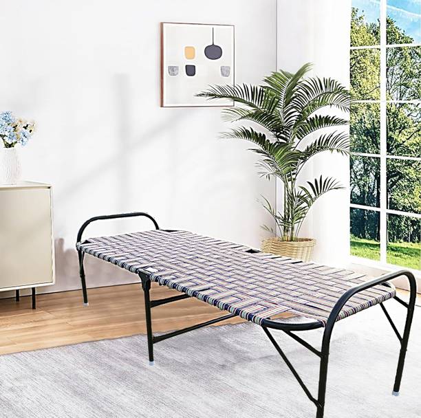 Arth Folding Cot Portable Single Folding Bed Niwar Charpai Khatiya 2.5x6 ft Metal Single Bed