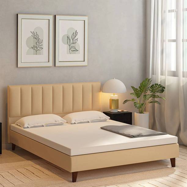 Taskwood Furniture Fabric King Size Bed Without Storage For Bed Room, Hotel. Engineered Wood King Bed
