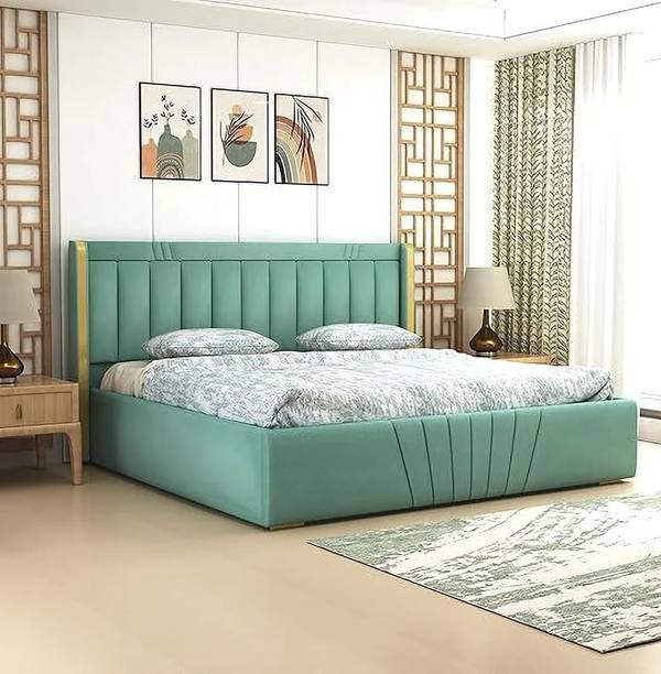 MODESTY WOODS Upholstered Wooden Double Bed with Box Storage for Bedroom and Living Room Solid Wood Queen Box Bed