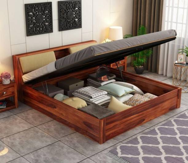 AMBICA WOODMART Sheesham Wood king Size Bed king Size Bed With Hydrulic Storage king Size cot Solid Wood King Hydraulic Bed, 223.5 cm x 190.5 cm (7.33 ft x 6.25 ft)