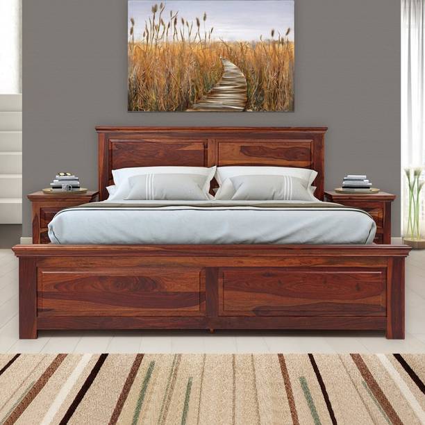Wopno Furniture Pure Sheesham Wooden King Size Bed for Bedroom |Solid Wood Double Bed Solid Wood King Box Bed