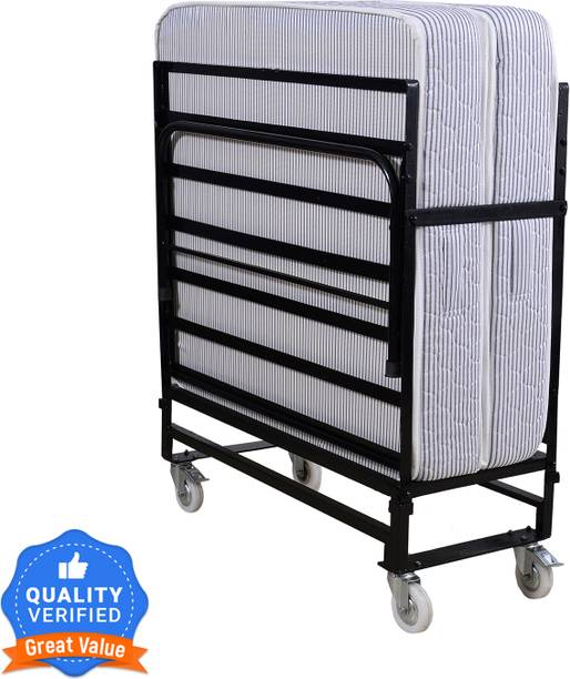 SPRINGTEK Folding Rollaway with 6 inches Mattress Metal Single Bed