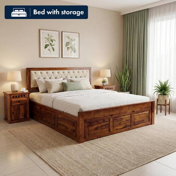 SONA ART & CRAFTS Zeus Sheesham Wood Queen Size Bed Drawer Storage Solid Wood Queen Drawer Bed, 208 cm x 160.02 cm (6.82 ft x 5.25 ft)