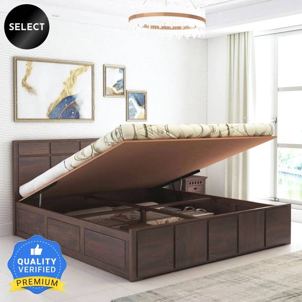 Ganpati Arts Sheesham Wood Scott Bed/Wooden Cot With Hydraulic Storage Bed For Bedroom/Home Solid Wood King Hydraulic Bed