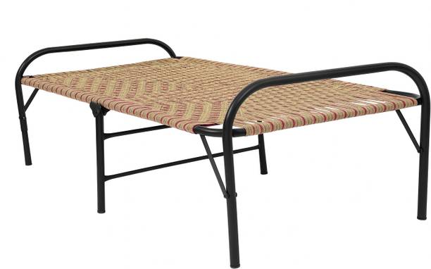 Hmt enterprises Folding Single Bed Cot with Strong Metal Frame & Handwoven Nylon Weaving Metal Single Bed, 85 cm x 80 cm (2.79 ft x 2.62 ft)