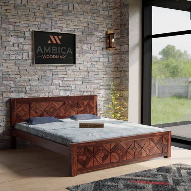 AMBICA WOODMART pure sheesham wood king bed, wooden king bed for bedroom Solid Wood King Bed
