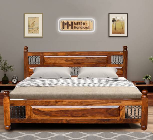 Meera Handicraft bed solid sheesham wood in Queen size Delivery Condition - DIY(Do-It-Yourself)) Solid Wood Queen Bed