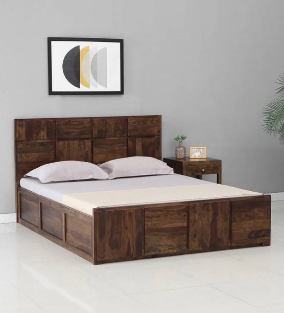 Woodsworth From Pepperfry Wooden Queen Bed/Wooden Cot/Wooden Bed With Storage For Home Solid Wood Queen Box Bed, 210 cm x 159 cm (6.89 ft x 5.22 ft)