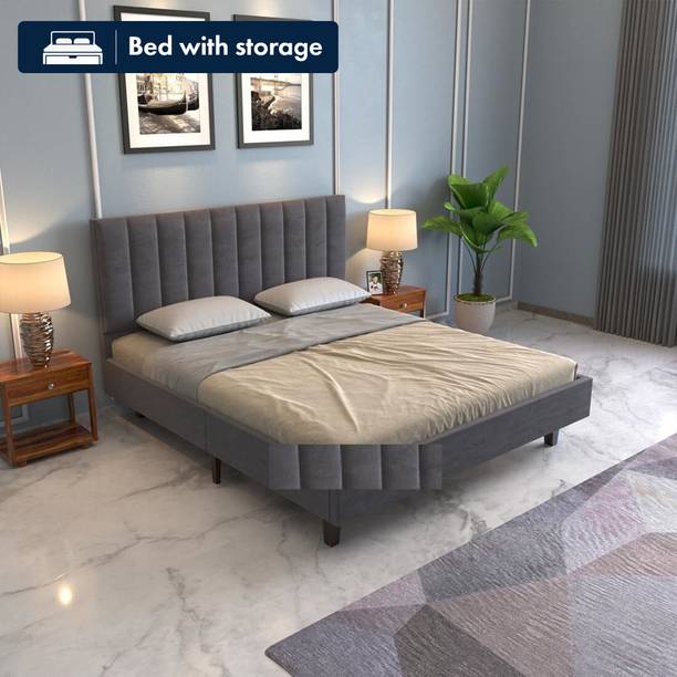 DMKDecor Low Height King Size Bed Without Storage | Wooden Double Bed | Solid Wood King Bed, 208 cm x 187 cm (6.82 ft x 6.14 ft)