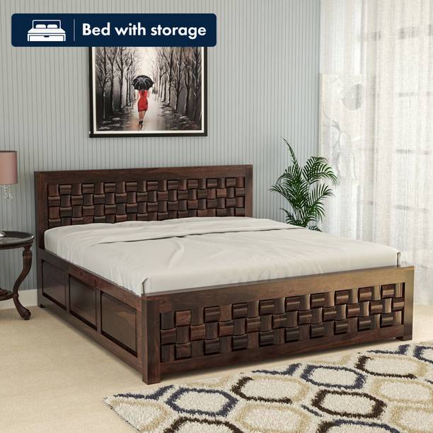 Divine Arts Solid Sheesham Wood King Size For Bedroom/ Hotel | Solid Wood King Box Bed Solid Wood King Box Bed, 213.36 cm x 190.5 cm (7.0 ft x 6.25 ft)