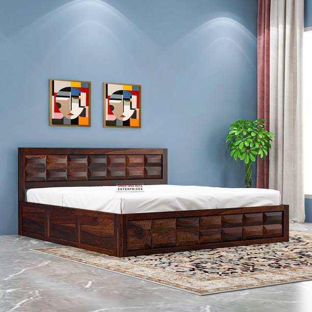 Shree Jeen Mata Enterprises Solid Wood Bed | Box Storage Bed| Queen Size Bed| Wooden Bed| Sheesham Wood Bed| Solid Wood Queen Box Bed, 205.74 cm x 157.48 cm (6.75 ft x 5.17 ft)