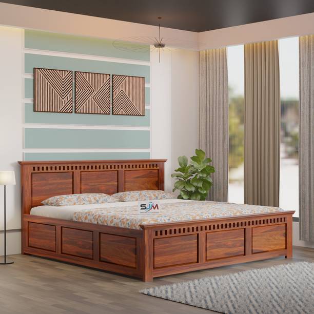 Shree Jeen Mata Enterprises Solid Wood King Size Bed With Kuber Design & Box Storage For Bedroom/ Kids Room| Solid Wood King Box Bed