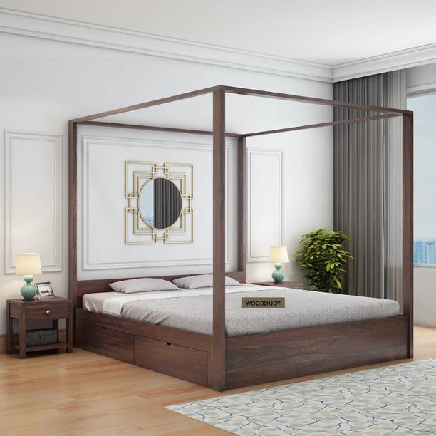 WOODENJOY Sheesham Wood King Bed With Drawers Storage/Wooden Bed With Storage For Home Solid Wood King Drawer Bed