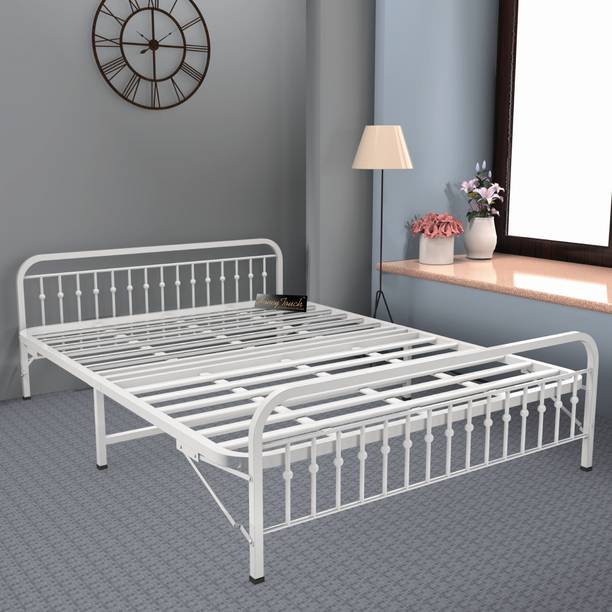 HoneyTouch Nova Folding Queen Size Bed Without Mattress |No Assembly Required| Metal Queen Bed, 200 cm x 122 cm (6.56 ft x 4.0 ft)