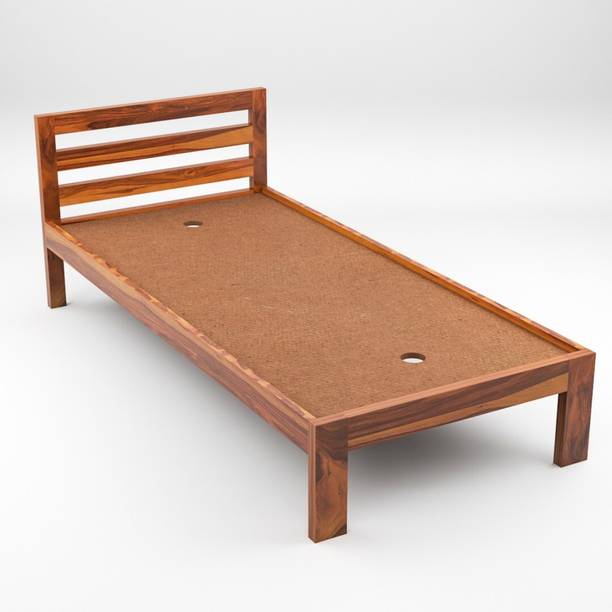 JeenWood Solid Sheesham Wood Single Bed Without Mattress For Bed Room , Hotel . Solid Wood Single Bed