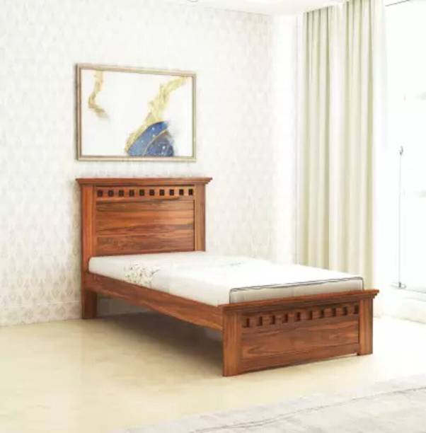GF Furniture Sheesham Wooden Single Bed with Headboard, No Mattress, Diwan for Living Areas Solid Wood Single Bed