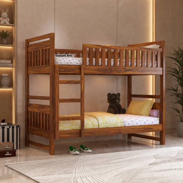 Ganpati Arts Sheesham Wood Swift Bunk Bed Without Storage For Kids/Kids Room Solid Wood Single Bed, 99.06 cm x 208.28 cm (3.25 ft x 6.83 ft)