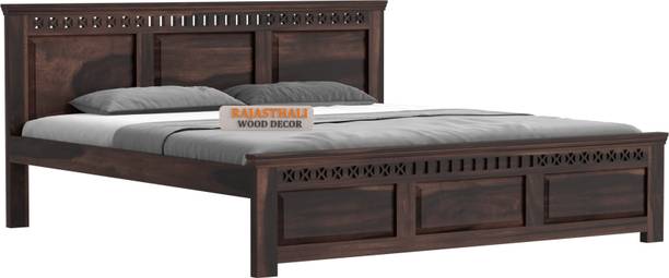 Rajasthali Wood Decor sheesham wood king bed without storage for bedroom, honey finish, king cot Solid Wood King Bed